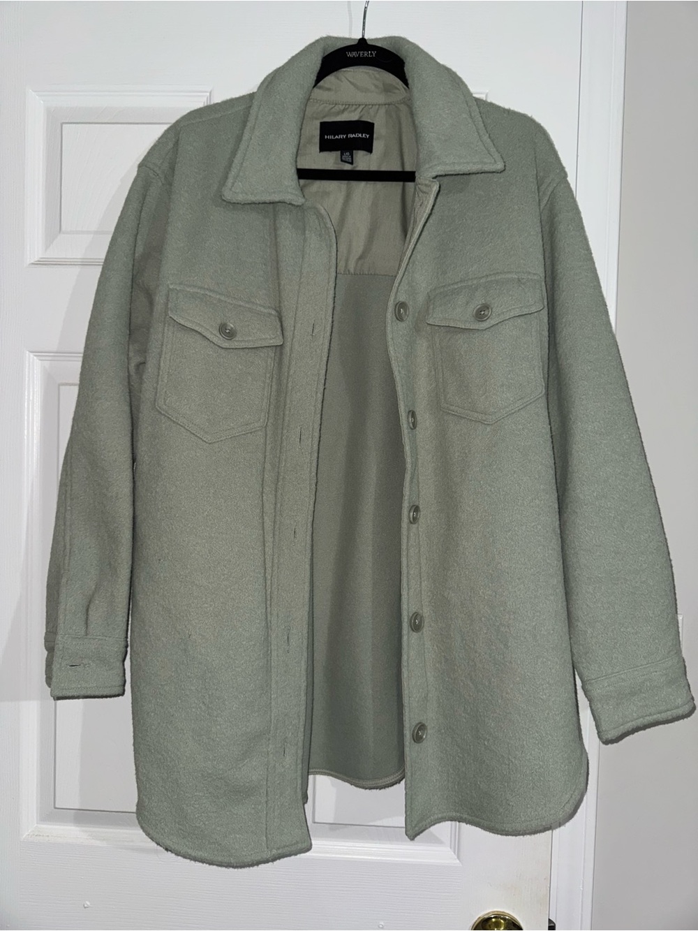 Hilary Radley Light Sage Button-Up Shirt Jacket